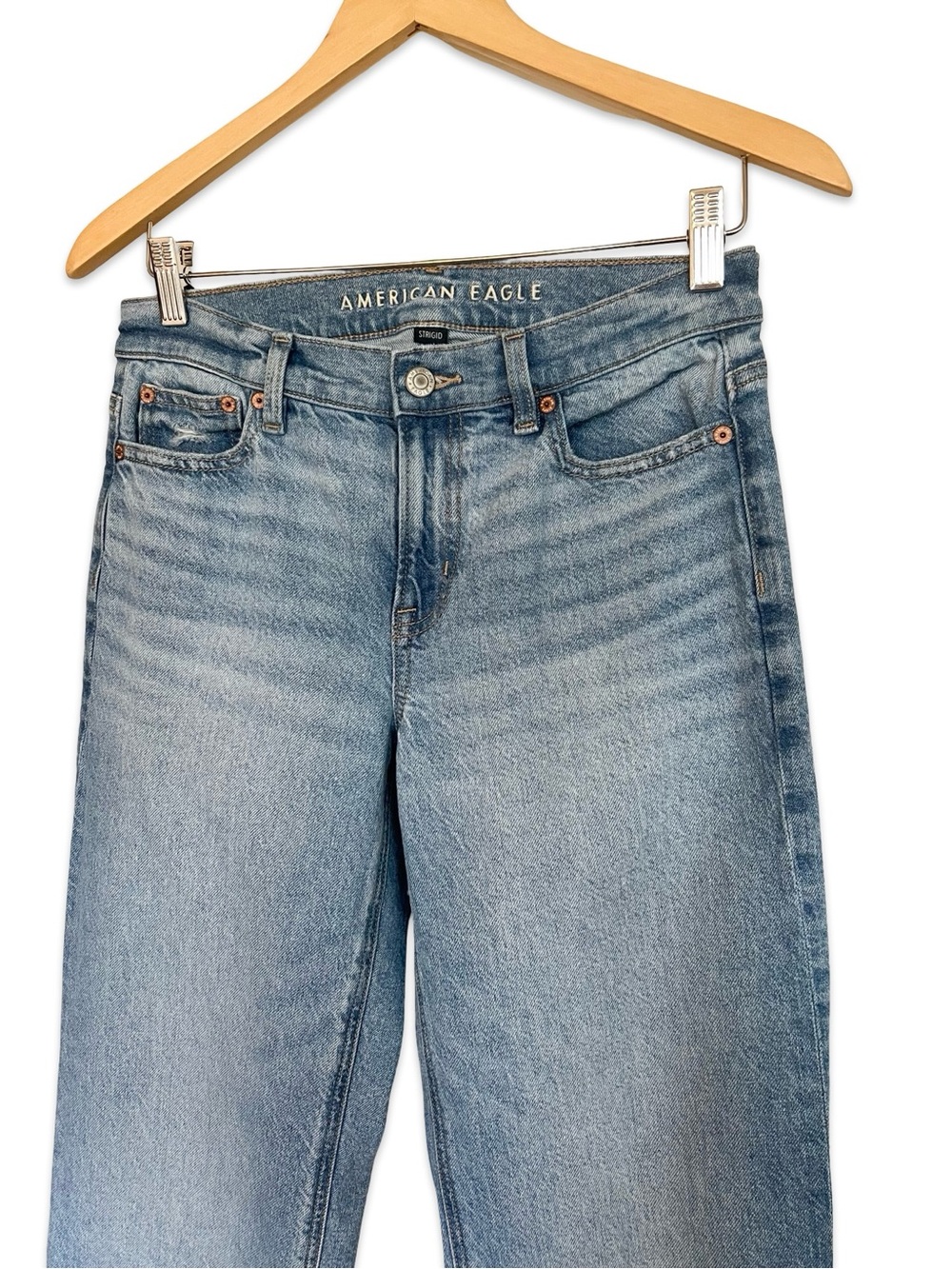 American Eagle Stovepipe Strigid wide leg jeans Size 0 Light wash Casual Loose - Picture 6 of 11
